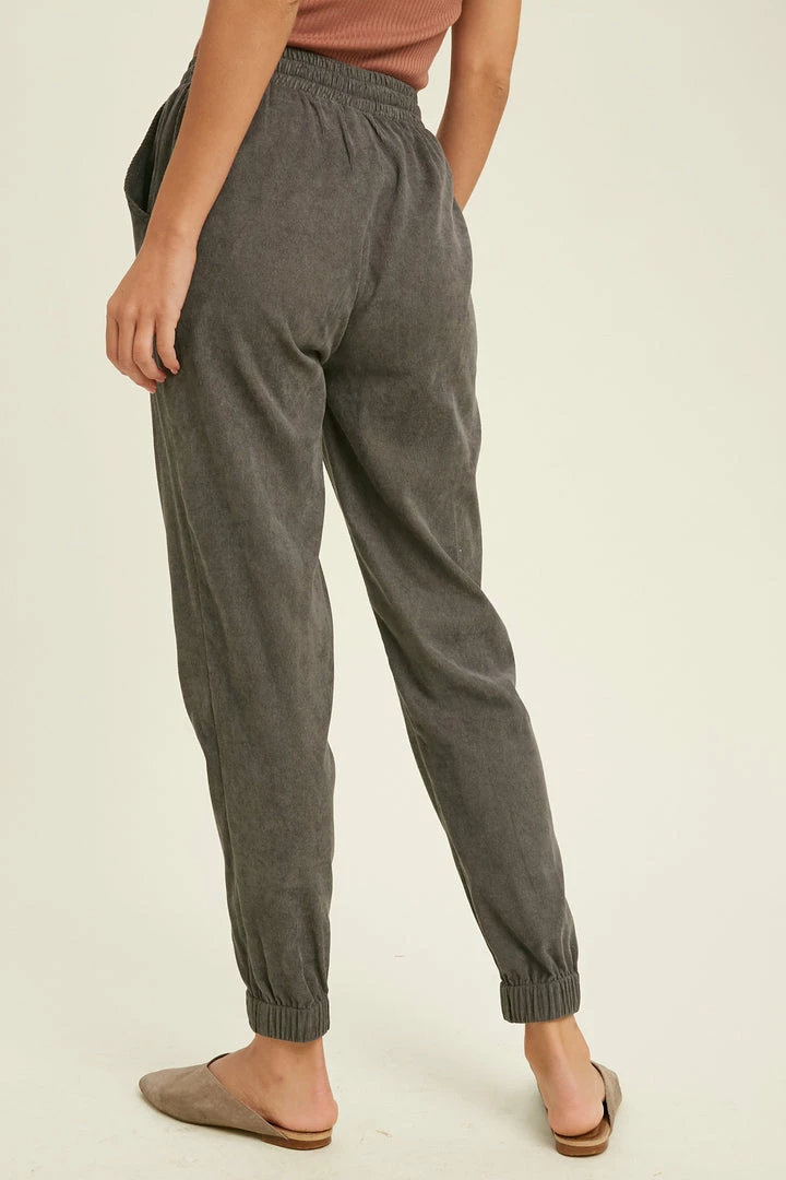 Wishlist Women's Charcoal Drawstring Corduroy Joggers 2 Wishlist Women's Charcoal Drawstring Corduroy Joggers