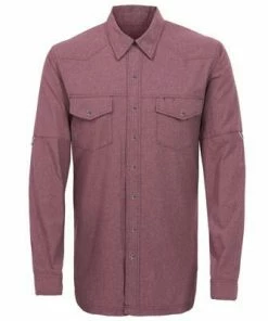 Men's Game Guard Maroon Pearl Snap Long Sleeve Shirt