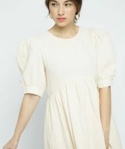 &Merci Dresses Women's Cream Puff Elbow Sleeve Flare Dress