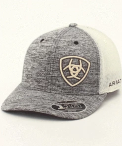 M & F Caps Ariat Heather Tan Offset Shield Logo Cap