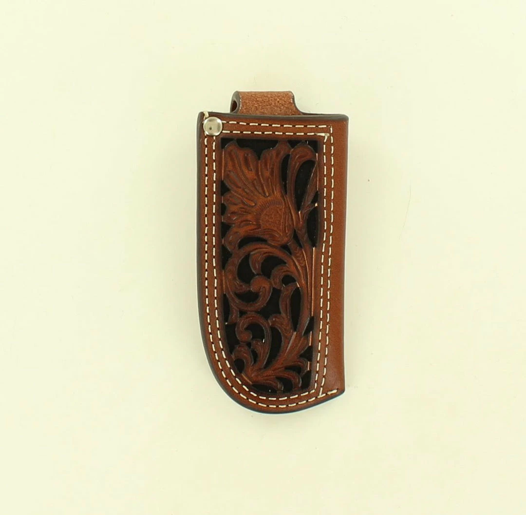 M & F Floral Tooled Leather Knife Sheath Knife Sheaths 1 M & F Floral Tooled Leather Knife Sheath Knife Sheaths