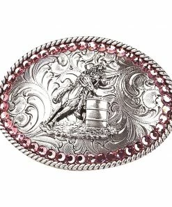 M & F Belt Buckles Rhinstone Barrel Racer Buckle