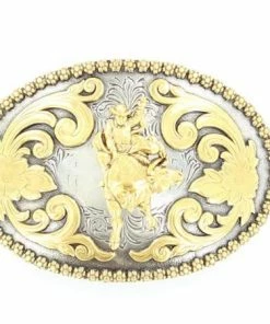 M & F Belt Buckles Gold Detail Bull Rider Buckle