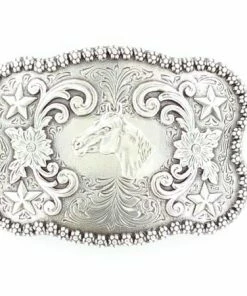 M & F Rectangle Berry Edge Horsehead Buckle Belt Buckles