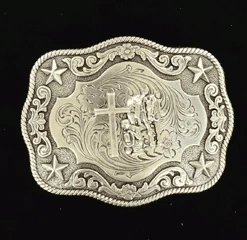 M & F Cowboy Prayer Rectangle Belt Buckle Belt Buckles