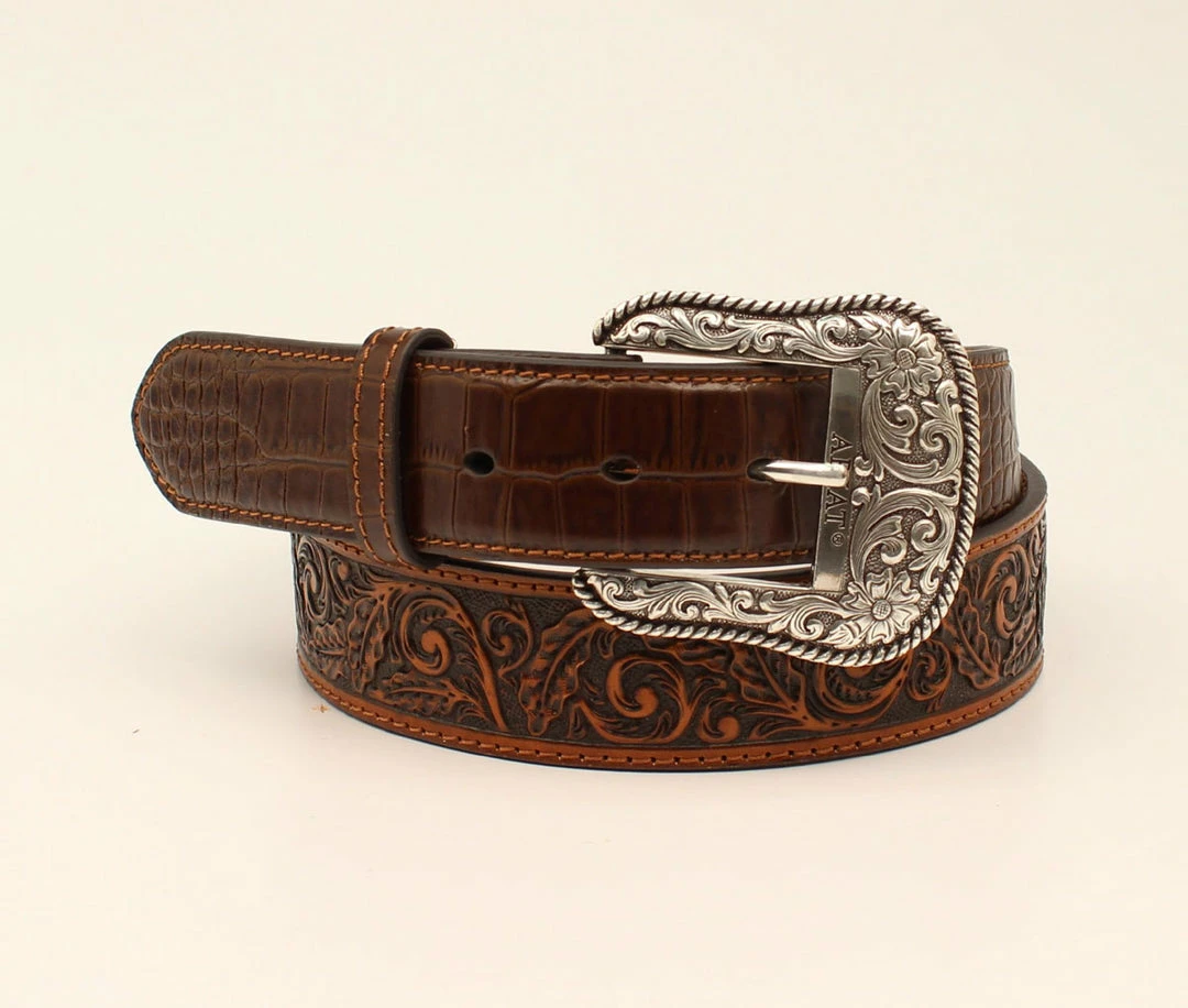 M & F Ariat Belt Brown Western Scroll Star Croco Tabs Belts 1 M & F Ariat Belt Brown Western Scroll Star Croco Tabs Belts