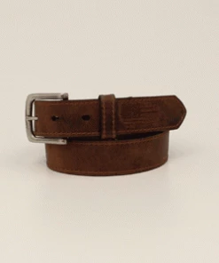 M & F Kid's Ariat 1 1/4" Stitch USA Flag Brown Shield Belt Belts