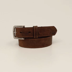 M & F Kid's Ariat 1 1/4" Stitch USA Flag Brown Shield Belt Belts 1 M & F Kid's Ariat 1 1/4" Stitch USA Flag Brown Shield Belt Belts