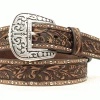 M & F Women's Ariat 1 1/2" Emb Inlay Brown Belt