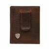 Ariat Bifold Money Clip Brown Shield Logo Wallet Wallets