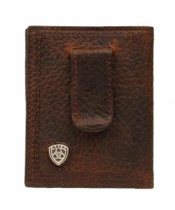 Ariat Bifold Money Clip Brown Shield Logo Wallet Wallets