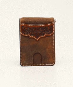 M & F Wallets Ariat Bifold Money Clip Embroidery Tan