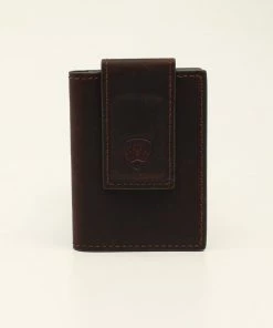 M & F Ariat Brown Bi-Fold Money Clip Wallet