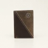 M & F Ariat Trifold Brown Diagonal Shield Wallet