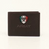 M & F Ariat Bifold Removable Pass Mexican Flag Brown Rowdy Wallet
