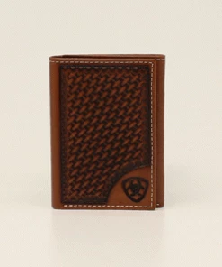 Ariat Trifold Basket Weave Tan Wallet Wallets