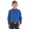 Boy's Western Shirts Boys Wrangler Royal Blue Long Sleeve Shirt