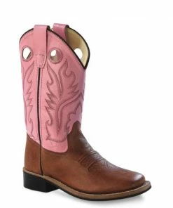 Kid's Jama Pink Shaft/Brown Square Toe Boot Kids Boots