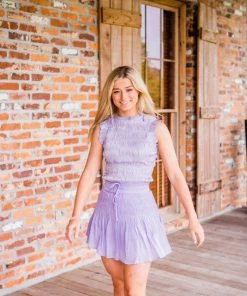 Glam Bottoms Women's Lavender Flounce Hem Drawstring Skirt