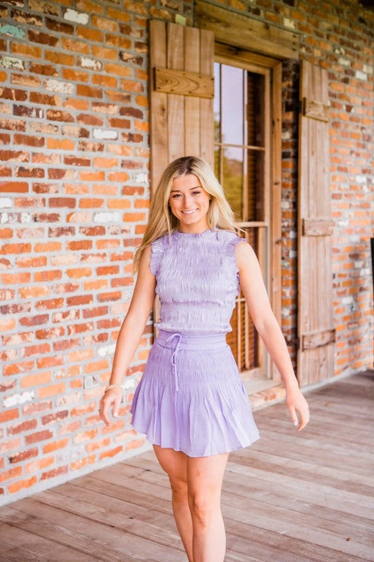 Glam Bottoms Women's Lavender Flounce Hem Drawstring Skirt 1 Glam Bottoms Women's Lavender Flounce Hem Drawstring Skirt