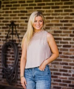 Grade & Gather Women's Smocked Neck Jersey Petal Top