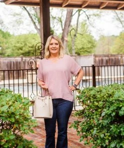 Mitto Tops Women's Rose Wood Airflow Dolman Sleeve Top