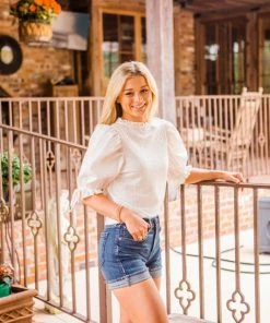 THML Tops Women's Off White Crochet Top