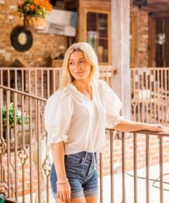 THML Tops Women's Off White Crochet Top