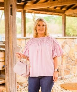 Entro Women's Pink Puff Top Tops