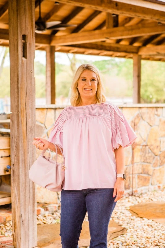 Entro Women's Pink Puff Top Tops 1 Entro Women's Pink Puff Top Tops