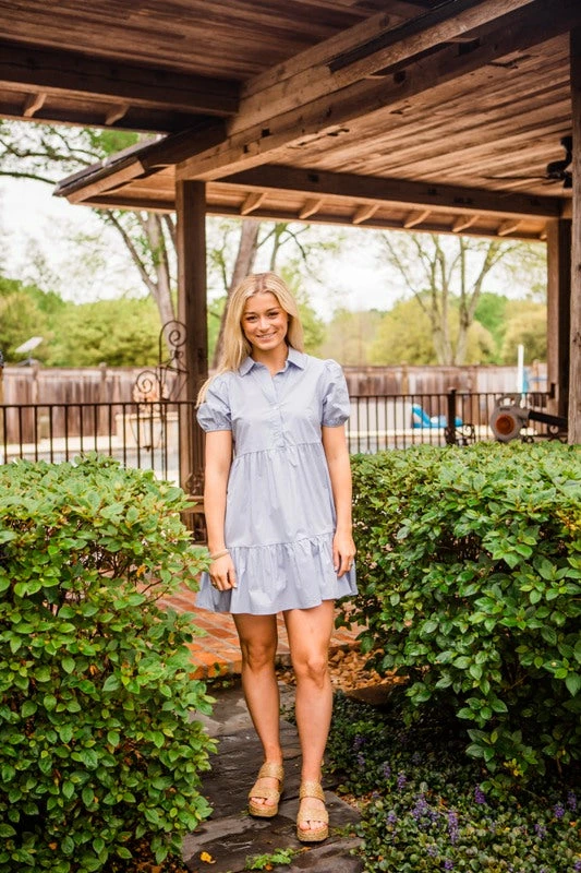 Glam Women's Tiered Poplin Dress 1 Glam Women's Tiered Poplin Dress