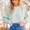 HYFVE Women's Pastel Green Knit Long Sleeve Top
