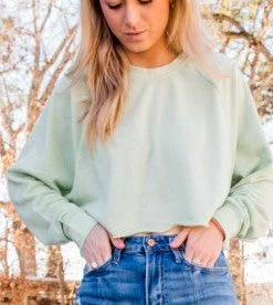 HYFVE Women's Pastel Green Knit Long Sleeve Top