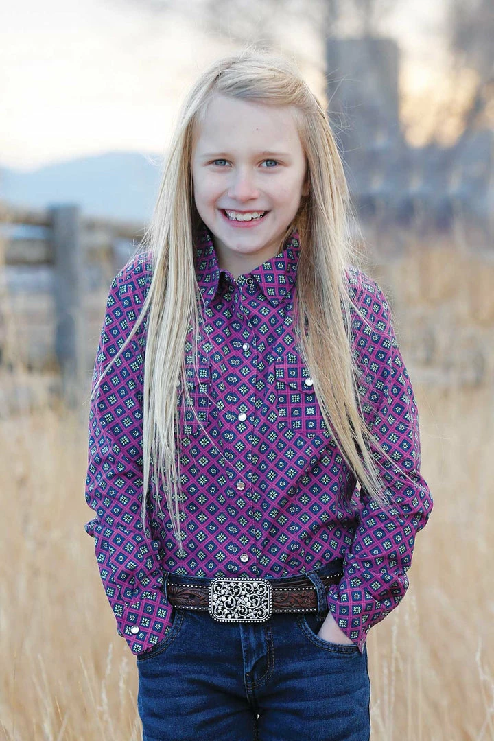 Girl's Western Shirts Girls Cruel Girl Fuschia Print Long Sleeve Shirt 1 Girl's Western Shirts Girls Cruel Girl Fuschia Print Long Sleeve Shirt