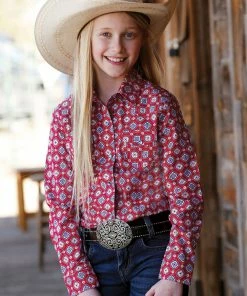 Girls Cruel Girl Pink Print Western Long Sleeve Shirt Girl's Western Shirts