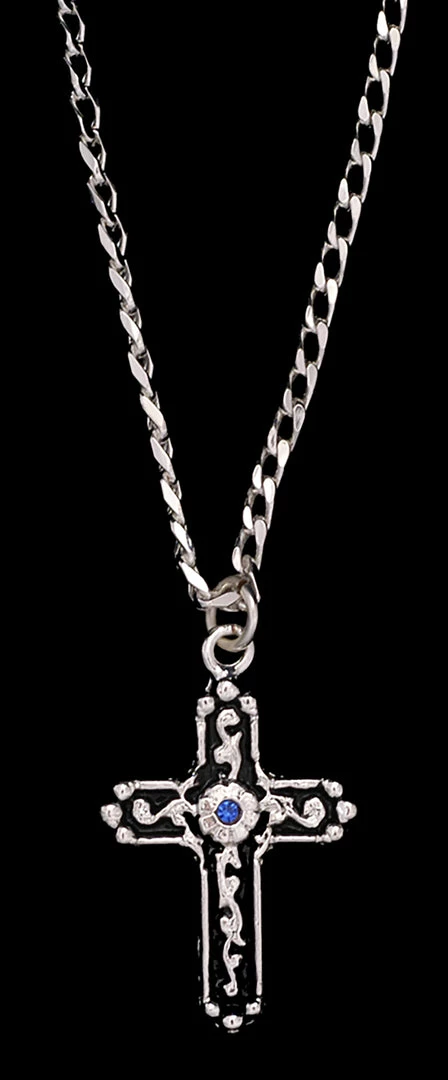 M & F Black And Silver Cross Necklace Necklaces 1 M & F Black And Silver Cross Necklace Necklaces