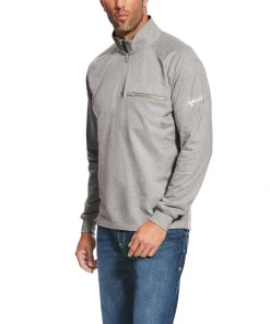 Ariat FR Rev 1/4 Zip Top Silver Fox Fire Resistant Clothing