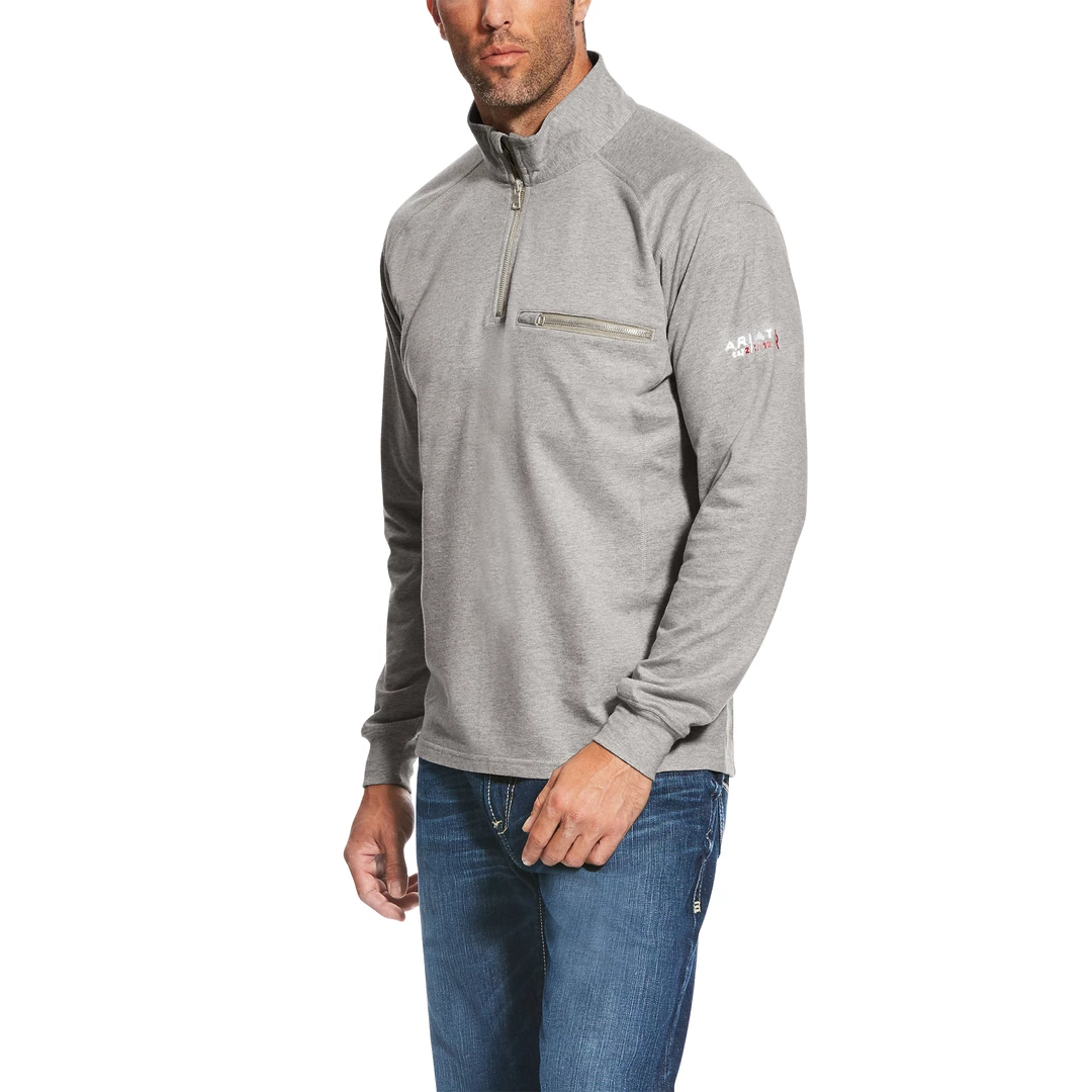 Ariat FR Rev 1/4 Zip Top Silver Fox Fire Resistant Clothing 1 Ariat FR Rev 1/4 Zip Top Silver Fox Fire Resistant Clothing