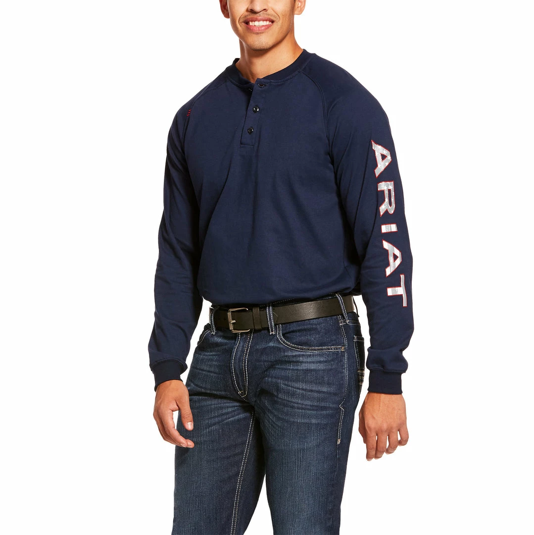 Ariat FR Liberty Logo Navy Top Fire Resistant Tees 1 Ariat FR Liberty Logo Navy Top Fire Resistant Tees