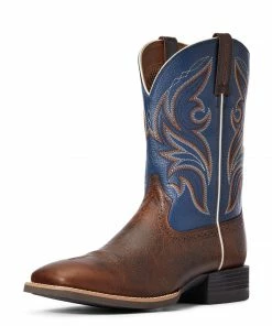 Men's Ariat Sport Knockout Wicker/Federal Blue Wide Square Toe Boot Western Boots