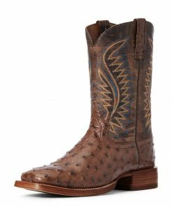 Men's Ariat Gallup Mocha Full Quill Ostrich Boot Exotic Boots