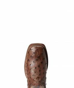 Men's Ariat Gallup Mocha Full Quill Ostrich Boot Exotic Boots 7 Men's Ariat Gallup Mocha Full Quill Ostrich Boot Exotic Boots
