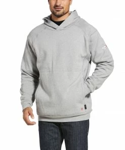 Men's Ariat FR Rev Pullover Silver Fox Heather Hoodie Fire Resistant Outerwear