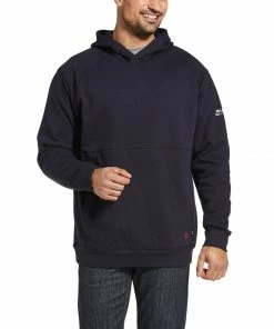 Men's Ariat FR Rev Navy Pullover Hoodie Fire Resistant Outerwear