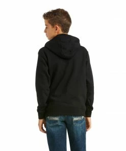 Boys Ariat Black Basic Hood Sweatshirt Outerwear