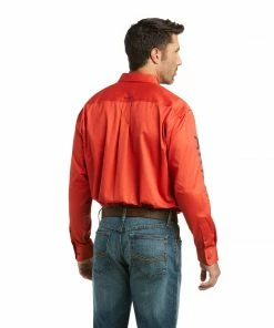 Men's Ariat Team Logo Twill Autumn Blaze Long Sleeve Shirt