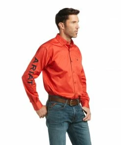 Men's Ariat Team Logo Twill Autumn Blaze Long Sleeve Shirt