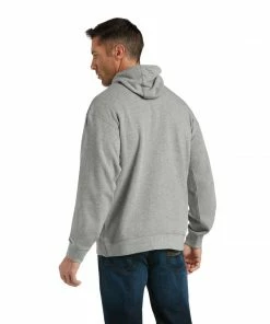 Men's Ariat Basic Hood Heather Raised Orange Stripe Sweatshirt