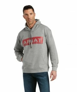 Men's Ariat Basic Hood Heather Raised Orange Stripe Sweatshirt
