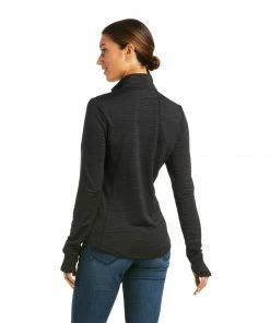 Outerwear Women's Ariat Gridwork 1/4 Zip Black Baselayer